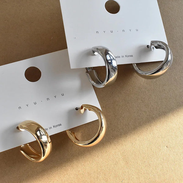 Large Circle Drop Earrings — Gold & Silver