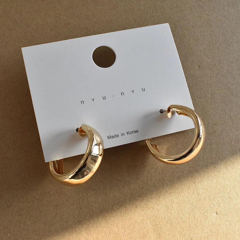 Large Circle Drop Earrings — Gold & Silver
