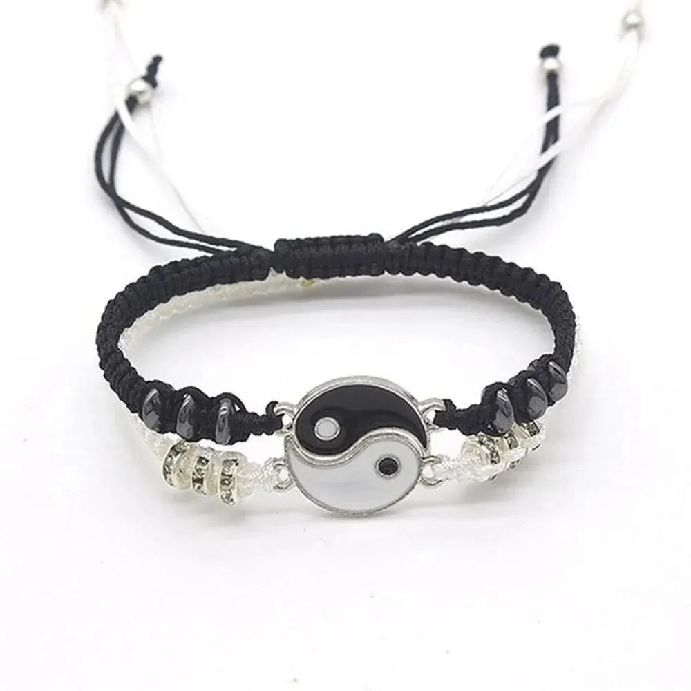 Tai Chi Couple Bracelet Set — Black & White