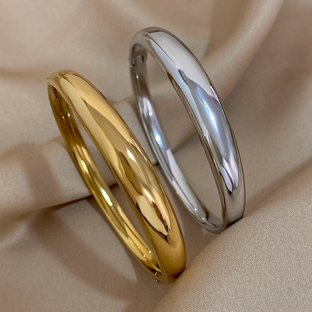 Chunky Cuff Bangle Bracelet — Gold & Silver