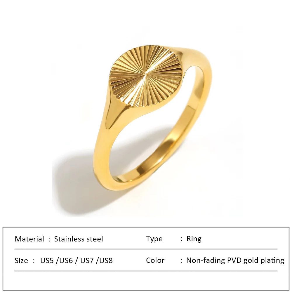 Dainty Rays Texture Dome Ring