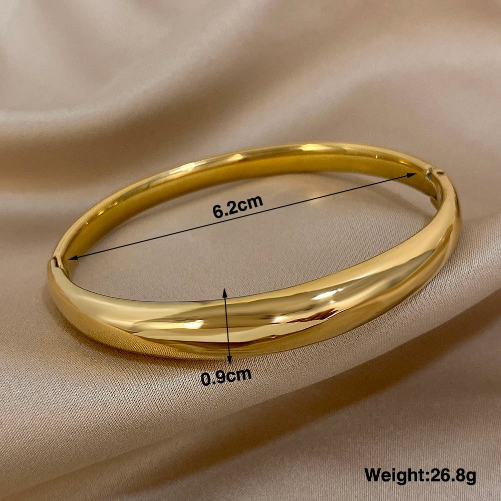 Chunky Cuff Bangle Bracelet — Gold & Silver