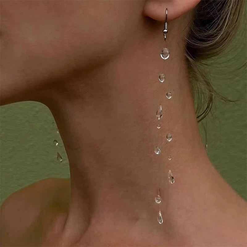 Crystal Dewdrop Necklace & Tassel Earrings Set