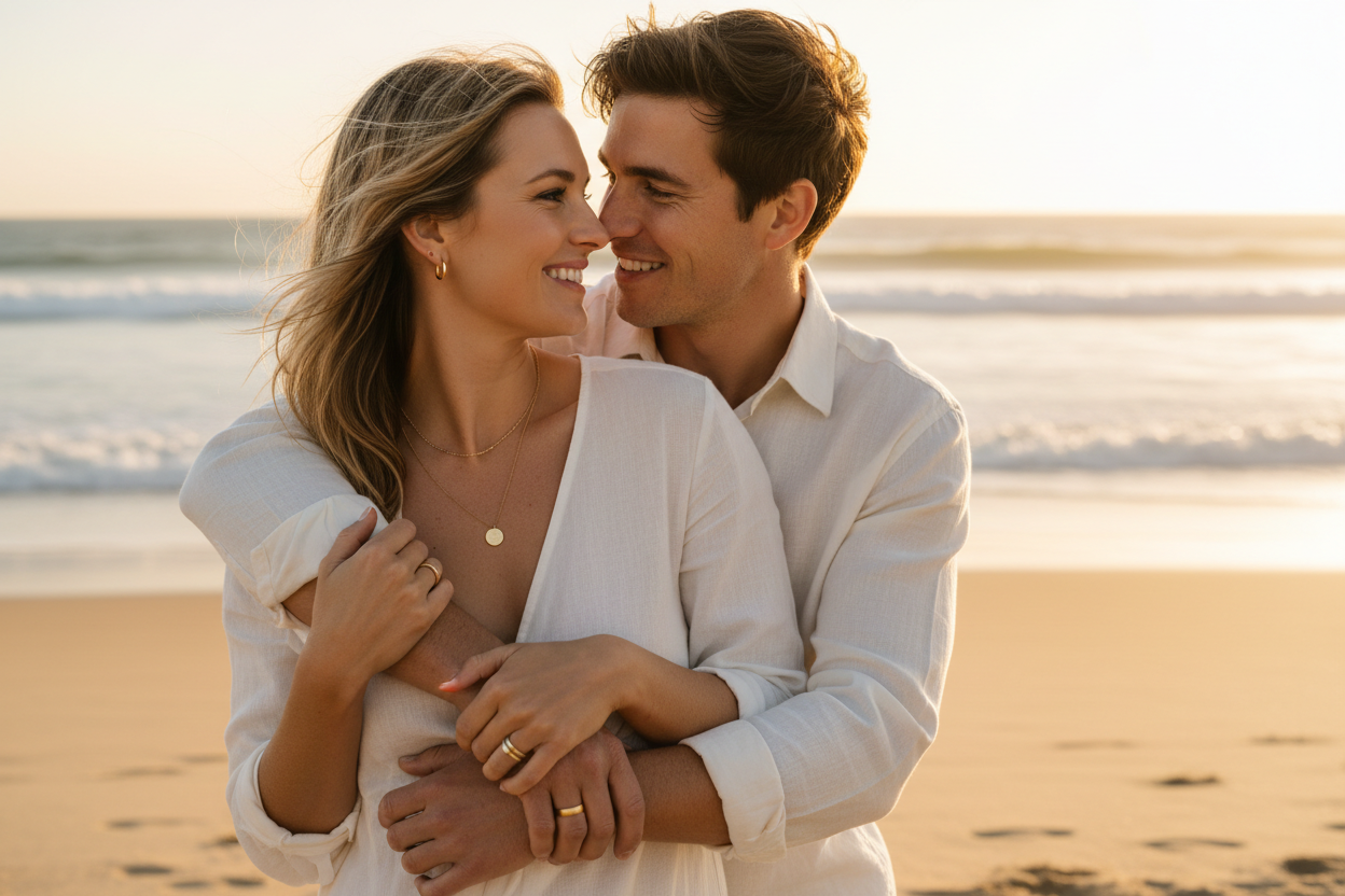 Couple at Beach Minimalist Jewelry Banner